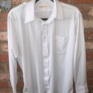 Mervyn’s Men's Dress Shirt White Button Up Mens polyester vintage